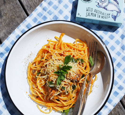 Wild Australian Salmon in Nduja Pasta.