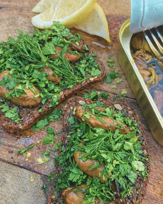 Smokey Port Lincoln Mussel Toast with Lemon Butter & Herbs