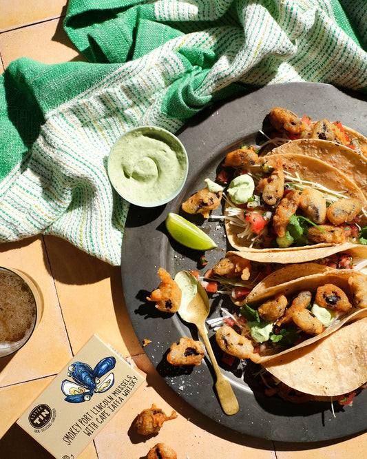 Beer Battered Smokey Port Lincoln Mussel Tacos